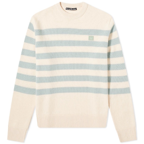Acne Studios 100% Wool Nimah Stripe Face Crew Knit Sweater